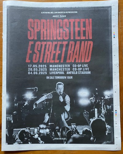 Bruce Springsteen Tour Dates 2025 Ad E Street Band Newspaper Advert ...