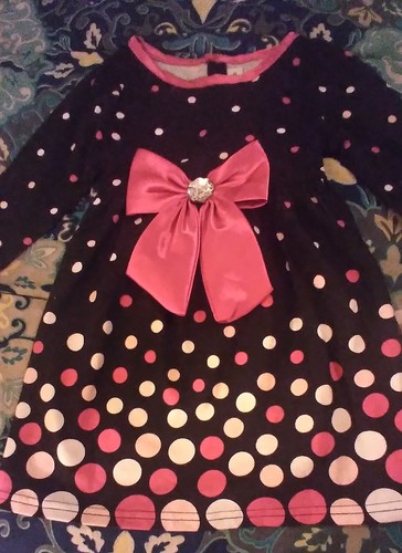 New with Tags Youngland Girls Polka Dot Black Long Sleeve Dress Size 4 Girly - Picture 2 of 2