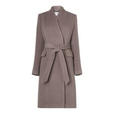 L K Bennett 'lunel' Wool/mohair Blend Wrap Coat Mocha Size 16 Rrp£295 Bnwt