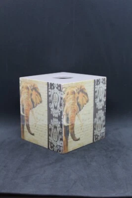 Handmade, Elephant themed, decoupage tissue box cover - Image 1 of 4