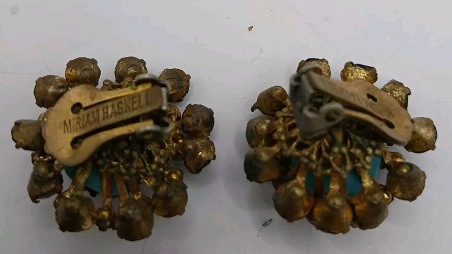 Ornate Vintage Miriam Haskell Blue & Turquoise Rh… - image 4