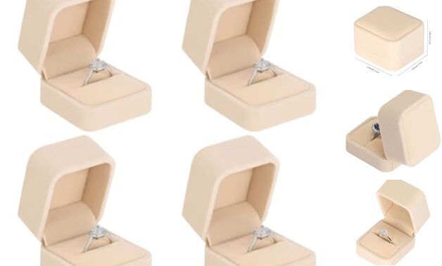4 Pieces Velvet Ring Gift Boxes Set, Earring Pendant Jewelry Apricot-4PCS
