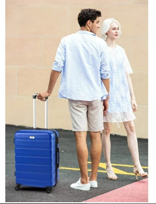 Navy Blue 3-Piece Hard Shell Luggage Set, equipped with convenient spinner wheel