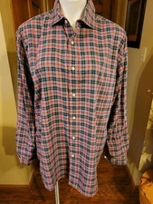 Daniel Cremieux Collection  Plaid Long  Sleeve Button Front Shirt  LARGE