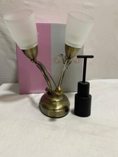 GOODHOME TRIVIA DOUBLE WALL LIGHTS BRASS METAL & WHITE GLASS SHADES E14