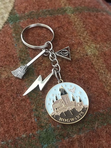 Wizards and Witches Keyring Keychain Lightning Bolt, Broom, Gift - Picture 2 of 4