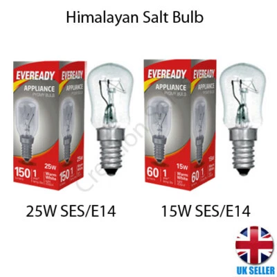 EVEREADY Himalayan Salt Lamp Bulbs E14 15W 25W Pygmy Light Appliance Bulb SES Small Screw