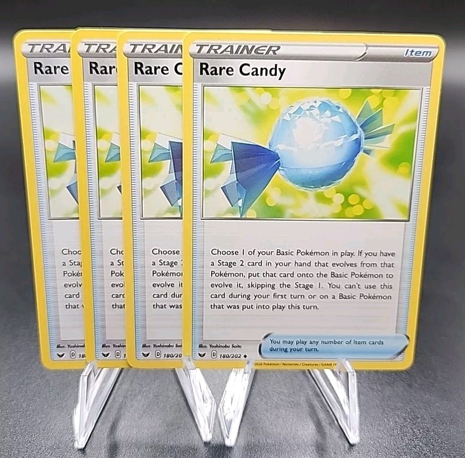 X4 Pokemon Rare Candy Playset Trainer Card 180/202 Sword Shield Base Set