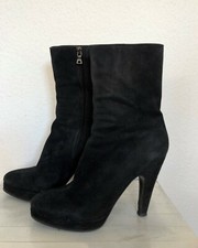 PRADA * Stiefeletten High Heels mit Plateau * Stiefel * Schwarz Wildleder Gr. 40