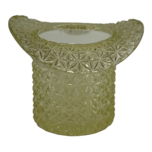 Uranium Glass Top Hat Toothpick Holder Diamond Point Pattern - Picture 5 of 10