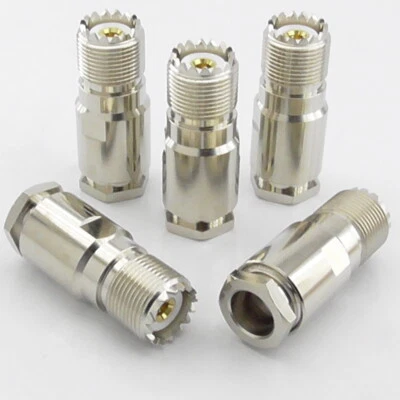 5x SO239 UHF In-line Female Cable Socket for RG213 LMR400 Ecoflex 10 Pl259 Clamp