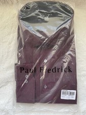 Paul Fredrick Men s Collar Dress Shirt 20-35 Burgundy Classic Fit New