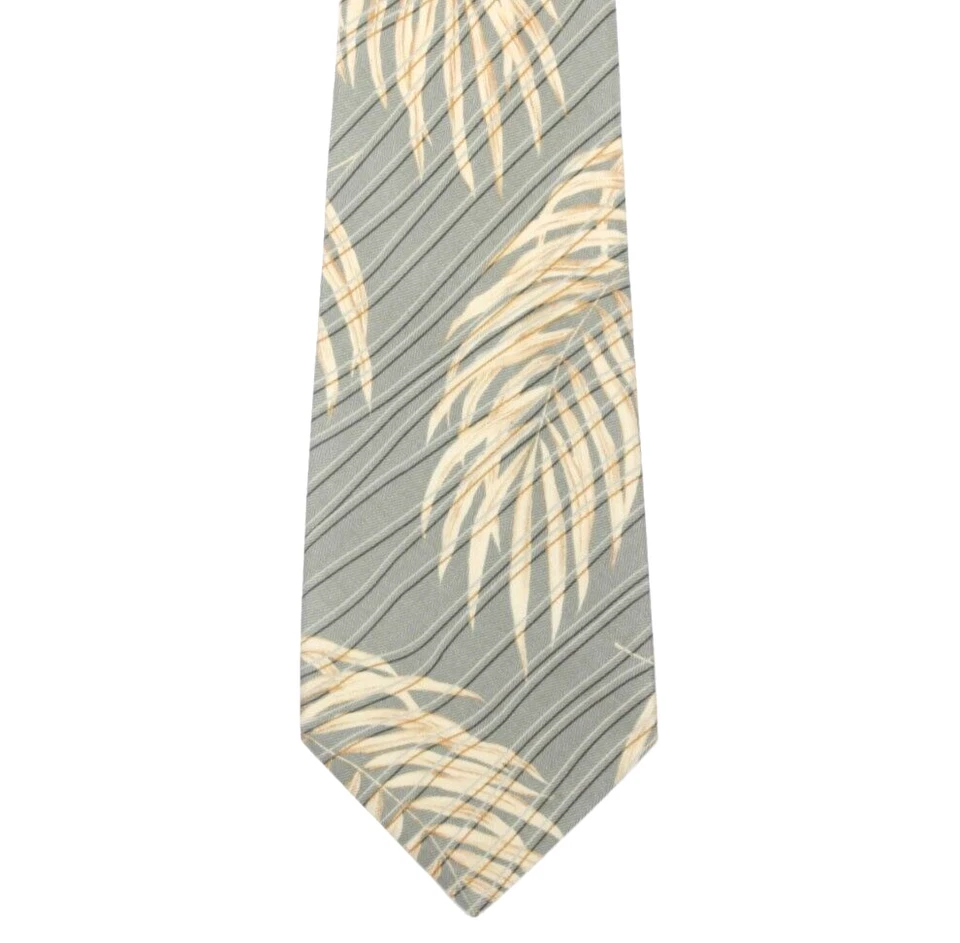 Corbata TOMMY BAHAMA Gris Hoja de Palma Tropical Para Hombre Seda Cuello EE. UU. Foto 2 de 3