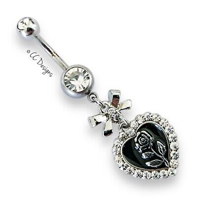 316L Surgical Steel White CZ & Stone Bow Non Dangle Belly Ring 316L Surgical Steel White CZ & Stone Bow Non Dangle Belly Ring