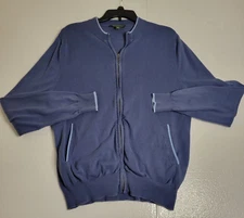 Vintage Norm Thompson Full Zip Sweater Jacket Mens Size M (Medium) - Blue