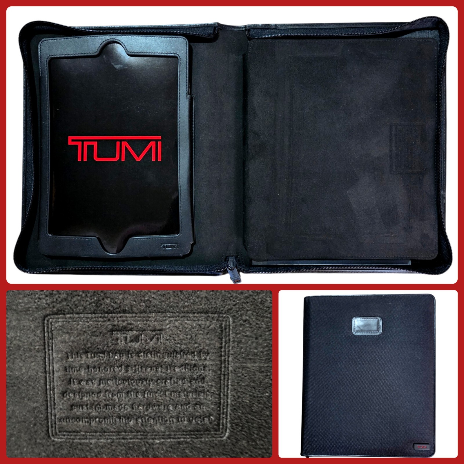 TUMI Tablet Folio Case iPad Unused Open Box Black Ballistic Nylon 9X11 Overall 