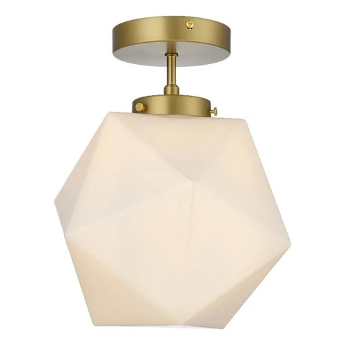 Living District Lawrence 10" Flush Mount Frosted White Shade In Satin Gold - Picture 1 of 9