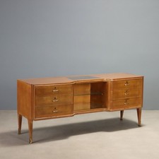 Commode Vintage Acajou Bruyère Laiton Italie Années 1960 Originale