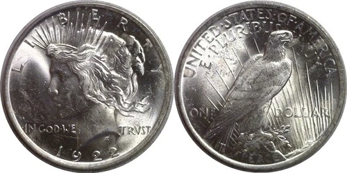 1922 $1 Silver Peace Dollar Uncirculated