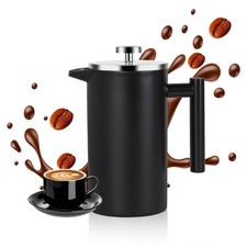34 oz French Press Coffee Maker Stainless Steel Insulated 8 Cup Black Tea