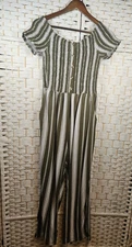 J For Justify Women's Striped Wide Leg Smocked Top Romper Sz XL Casual