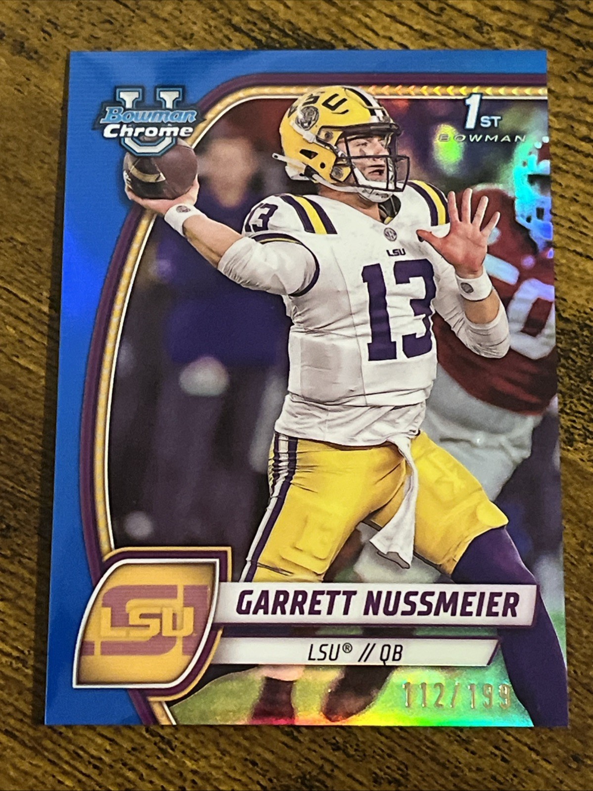 Garrett Nussmeier 2024 Bowman University Chrome 1st Blue Refractor /199 #5