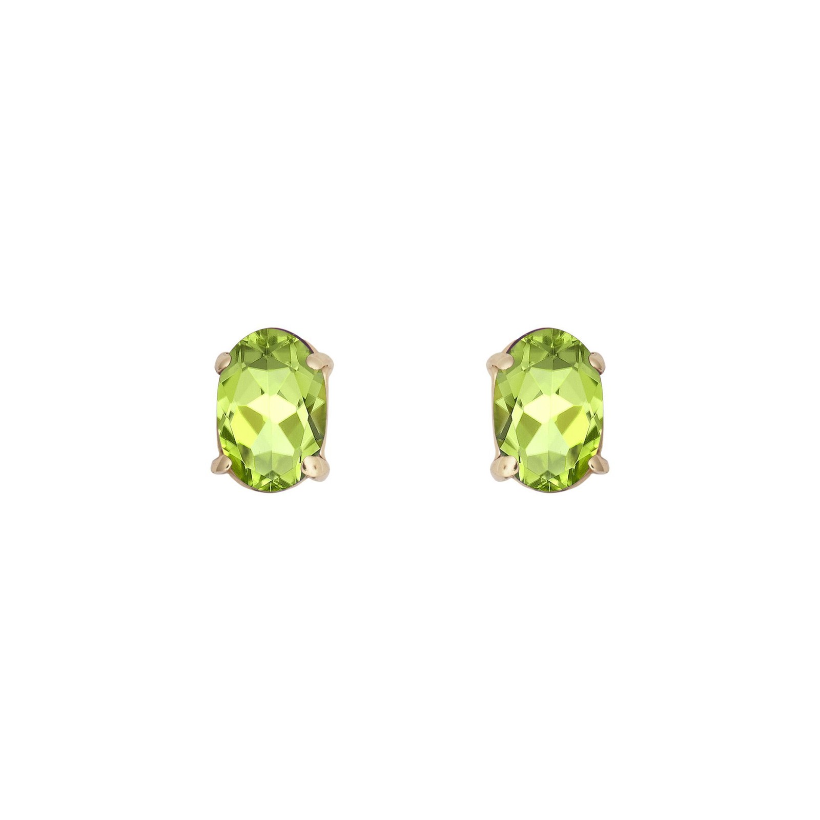 9ct Gold Jewelco London Light Green Oval Peridot Stud Earrings 6x4mm 1 Carat