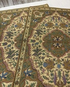 2 Vintage Tapestry Woven Placemats Floral with Center Medallion Design FREE S/H