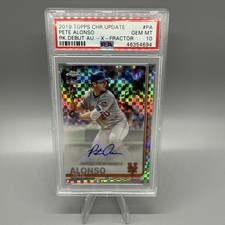 2019 TOPPS CHROME UPDATE R.D. AUTO XFRACTOR PETE ALONSO RC #65/125 Psa 10 🐻‍❄️