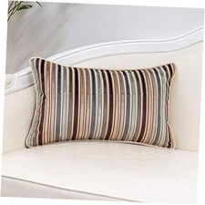 Striped Throw Pillow Cover Multicolor Velvet 20" x 12" Pack of 1 Brown