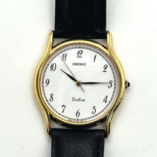 SEIKO Dolce 7741-6030 Gold Tone White Dial Quartz Dress Watch Vintage