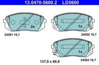 NEU - ATE 13.0470-5600.2 Bremsbelagsatz, Scheibenbremse FüR Hyundai KIA