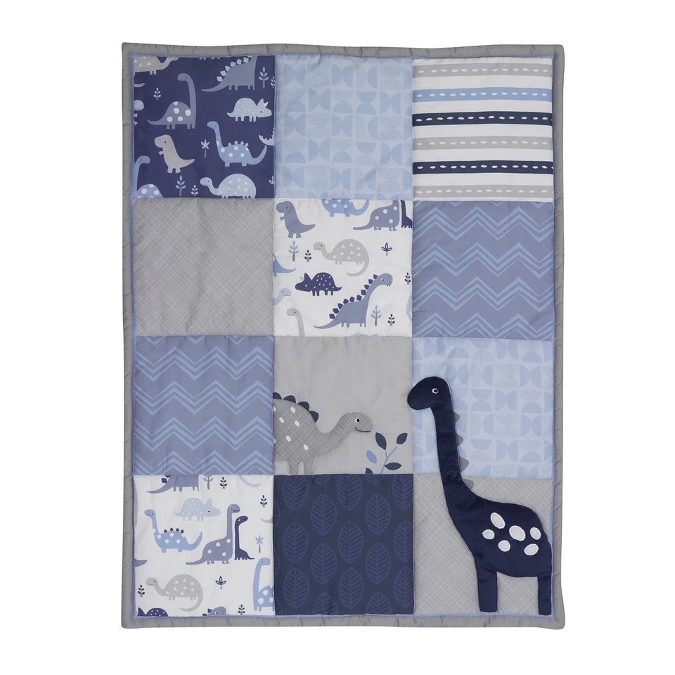 Juego de cama de cuna de 3 piezas Bedtime Originals Roar - azul, gris, blanco, animales Foto 3 de 4