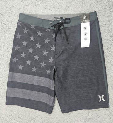 Hurley Phantom 20  Board Shorts Men's Size 31 USA Flag 4-Way Stretch NWT