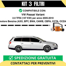 Kit 3 Filtri Tagliando per VW Passat Variant 2.0 TFSI 147 kw Benzina 2005-2010