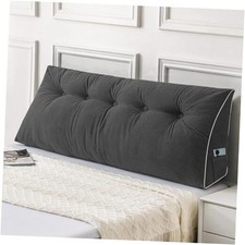 Headboard Pillow Wedge Pillow Headboard for Sitting Up in Bed, Full Dark Grey