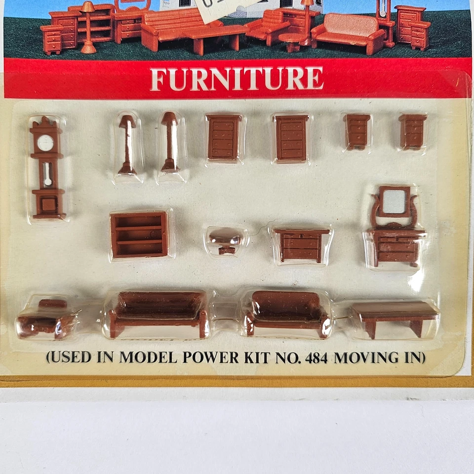 New Model Power Hand Painted FURNITURE HO Scale No. 550 15 Pcs Power Kit 484 - Image 4 of 4