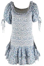 LOVESHACKFANCY BLUE COTTON MINI DRESS MEDIUM