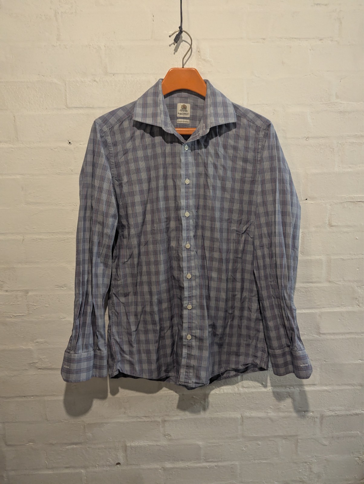 Camicia Bernard Weatherill Of Saville Fila Blu a quadri 16 blu a quadri manica lunga