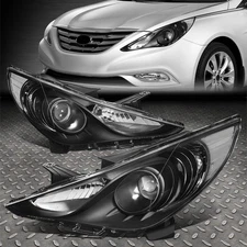 FOR 11-14 SONATA PAIR BLACK HOUSING CLEAR CORNER PROJECTOR HEADLIGHT HEAD LAMPS