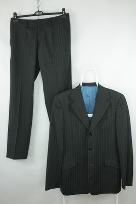 VIntage Dolce & Gabbana Formal Slim Fit Suit Dark Gray Striped Wool Men's 38/52
