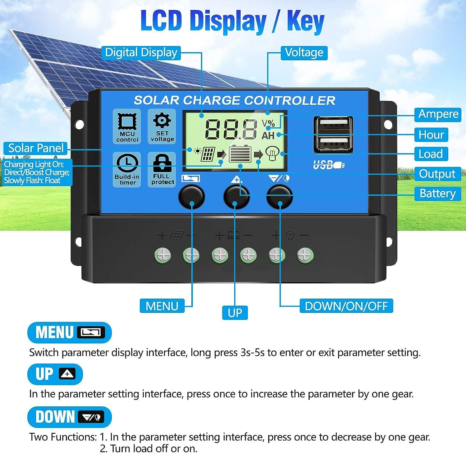 [Upgraded] 30A Solar Charge Controller, 12V/ 24V Solar Panel Regulator with A...