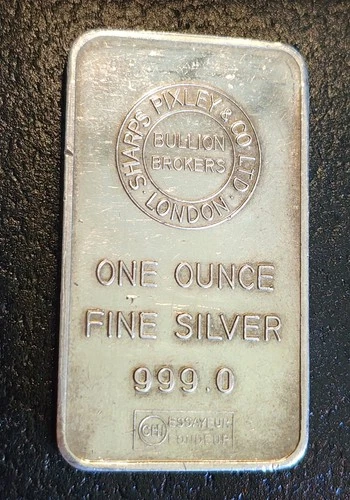 Sharps Pixley and Co London Valcambi Mint .999 1oz Silver Bar Toned