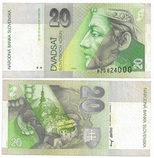 20 Slovenskych Korun B25824000 (Slovak Republic), 1 Septembra 1993