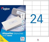 agipa Universal-Etiketten 70 X 33,8 Mm Weiß Rechteckig 2.400 Etiketten