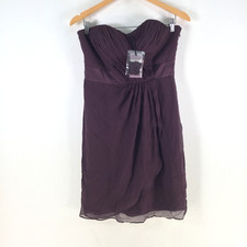 NEW Coast dress womens aus 8 aubergine purple silk strapless sleeveless 119769