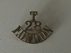 BRITISH ARMY WW1 ERA BRASS T28 LONDON 28TH TERRITORIAL BATTALION SHOULDER TITLE