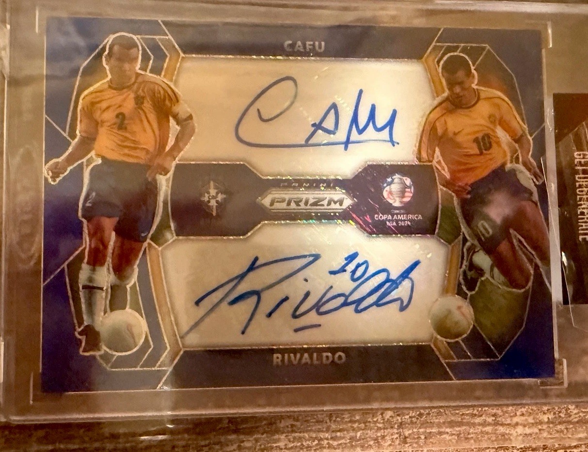 Cafu / Rivaldo #DS-CR Soccer Cards 2024 Panini Prizm Copa America Dual Signatures trading card — raw and PSA graded price guide