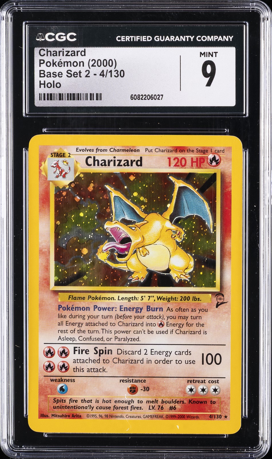 2000 POKEMON BASE SET 2 #4 CHARIZARD CGC 9