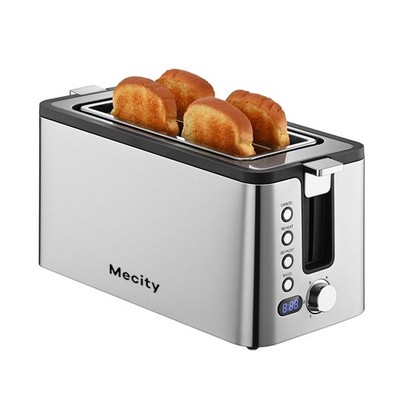 Mecity 4 Slice Toaster, Long Slot Toaster With Countdown Timer, Bagel/Defrost...